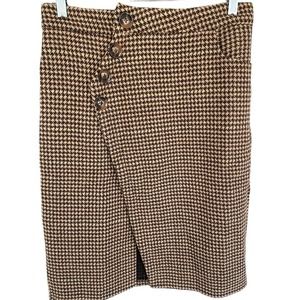 Commence Womens Skirt Houndstooth Side Button Slit Midi Skirt Size Large NWT